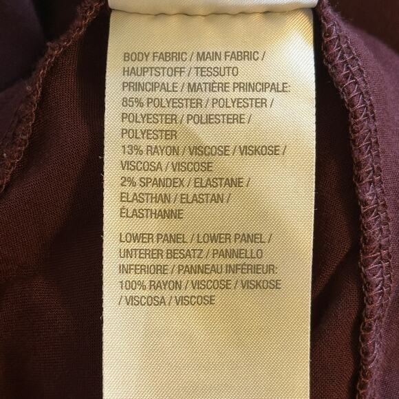 LOGO by Lori Goldstein Drop Waist Dress Womens Large Plum Space Dye Mixed Media - Picture 5 of 7